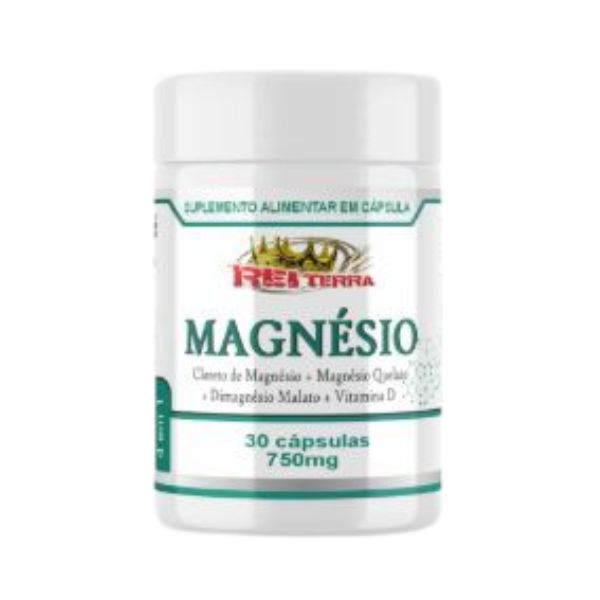 MAGN�SIO 4 EM 1 (CLORETO DE MAGN�SIO, MAGN�SIO QUELATO, DIMALATO DE MAGN�SIO E VITAMINA D3) 750 MG 30 CAPS - REI TERRA